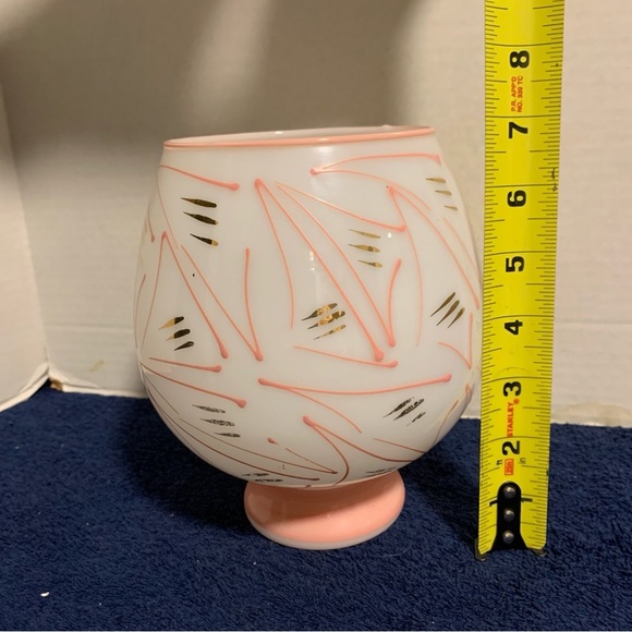 RARE SINCLAIR MILK GLASS #510 VASE PINK GOLD MODERNE USING DUNBAR BLANK ART DECO - Picture 7 of 7